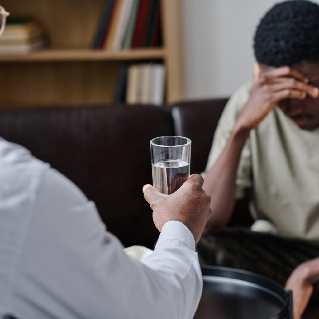Inside the first couples counseling session Psychotherapist Supporting Patient At Office YW4X4H6 Scaled 1 1024x1024